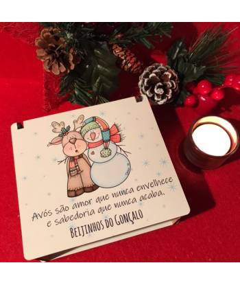 Caixa Prenda - Boneco de Neve e Rena