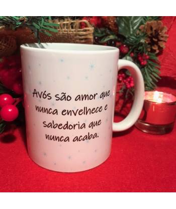 Caneca de Natal - Boneco de Neve e Rena