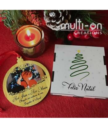 Bola de Natal com foto e mensagem personalizada