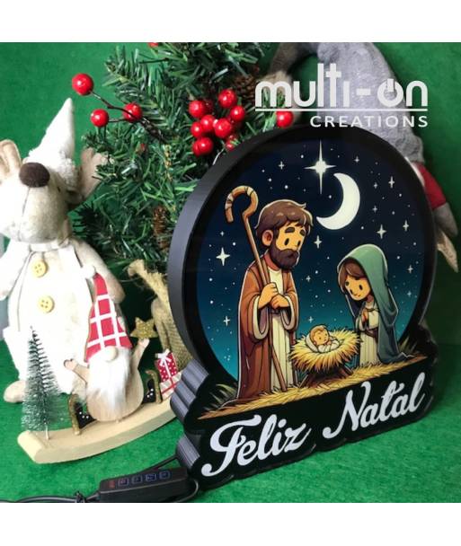 Presépio - Feliz Natal com iluminação 3D