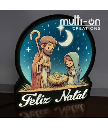 Presépio - Feliz Natal com iluminação 3D