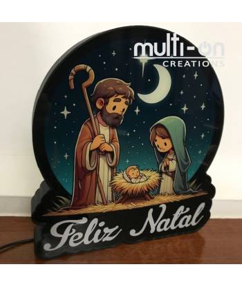 Presépio - Feliz Natal com iluminação 3D