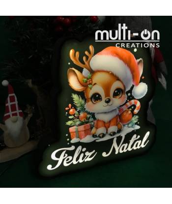 Rena - Feliz Natal com iluminação 3D